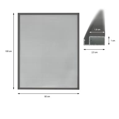 Myggnät Grå 80 x 100 cm fönster insekt fönster aluminiumram