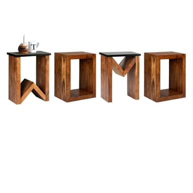 WOMO-DESIGN soffbord soffbord soffbord massivt trä akacia """"N"""" form 60 cm
