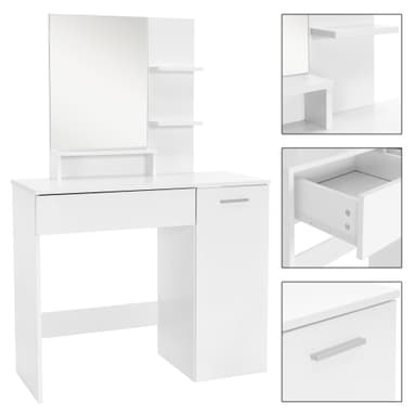 Klädbord med spegel 90x38x138 cm Vit MDF ML-Design