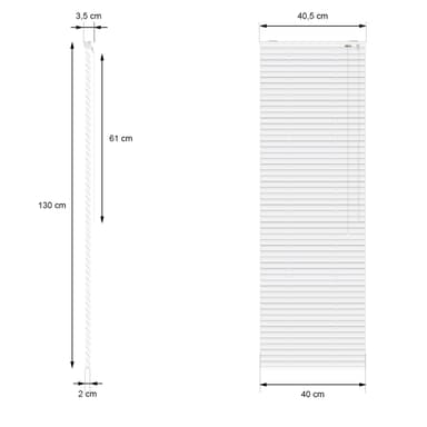 ECD Germany aluminium persienner 40 x 130 cm - Vit - aluminiumlameller -