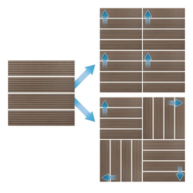 ECD Germany WPC terrassplattor 30x30 cm 11er besparingssats för 1m² mörkbrun i