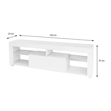 ML Design Wood Trä TV Lowboard i Vit, 140x51x35cm, Modern TV-kort med