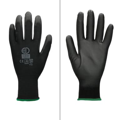 ECD Germany 12 par arbetshandskar med PU-beläggning - storlek 11-XXL - svart -
