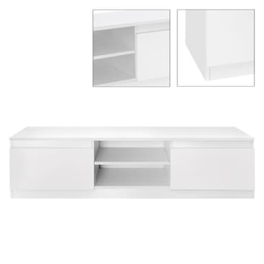 ML Design Trä TV Lowboard i vit, 120x36x40 cm, modernt TV-kort med