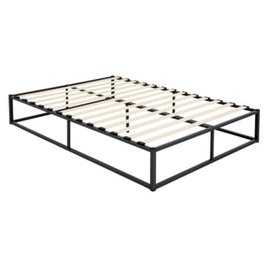 ML Design metallbädd 160x200cm på stålram med slattram, svart, sängram gjord av