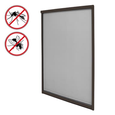 Myggnät insektsskärmen Rullgardin aluminium fönsterram Brown 100 x 160cm