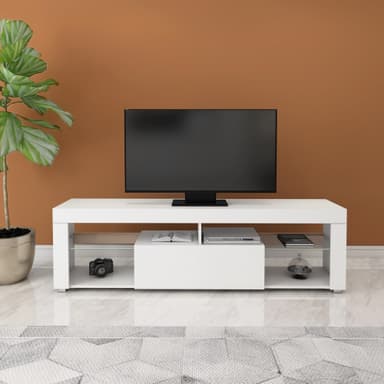 ML Design Wood Trä TV Lowboard i Vit, 140x51x35cm, Modern TV-kort med