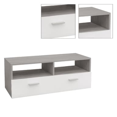 ML Design Trä TV Lowboard i Vit / Grå, 95x36x35cm, Modern TV-kort med förråd för