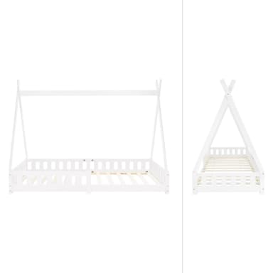 Tipi säng Tipi White Fall Out Trä säng hus säng Pine Wood 200x90cm