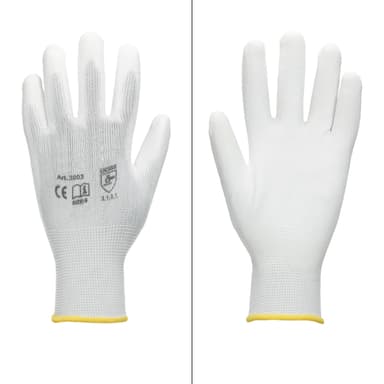 ECD 36 Germany par PU-arbete handskar, storlek 8-M, färg vit, mekaniker handskar