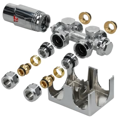 Radiatortermostat anslutningsuppsättning Universal Krom medieanslutning