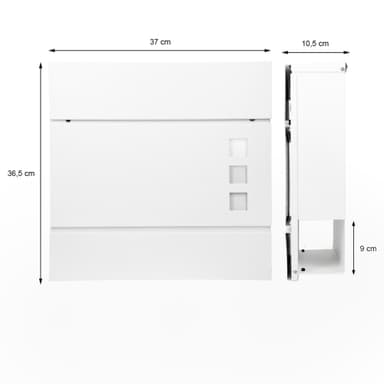 Brevlåda med tidningsfack 37x10,5x36,5 cm vit/svart stål inkl. brevlådeställ