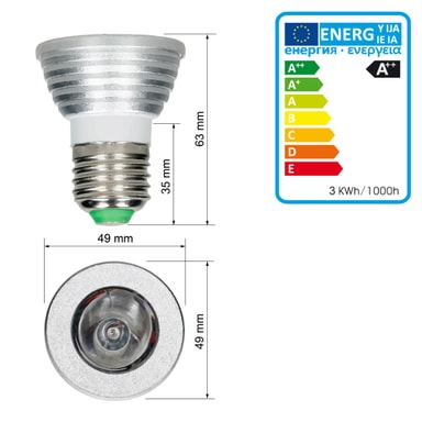 Ecd Germany 4 X E27 Ampoule Led Rgb 5w Réglable Ac 220-240v 16 Couleurs