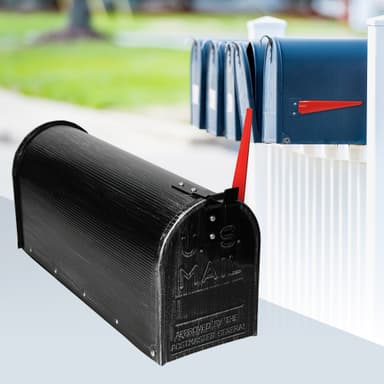 ML Design U.S. Brevlåda med svängbar röd flagga, retro svart, aluminium,