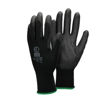 ECD Germany 12 par arbetshandskar med PU-beläggning - storlek 11-XXL - svart -