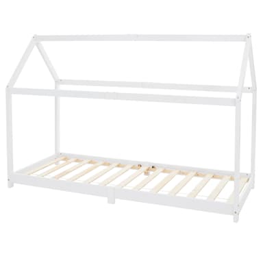 ECD Germany spjälsäng 90x200 cm med ribbotten och tak, ungdom säng för barn av