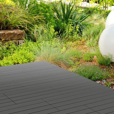 ECD Germany WPC terrassplattor 60x30 cm 6-delars set för 1m² antracit i trä leta