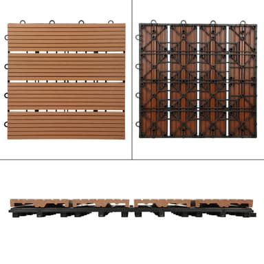 ECD Germany WPC terrassplattor 30x30 cm 11er besparingssats för 1m² ljusbrun i