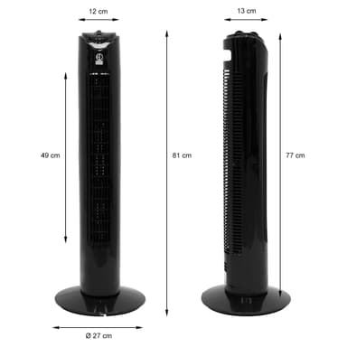 Piedestal Fläkt Kolonn Fläkt Tower Fläkt 45W 81 cm Svart