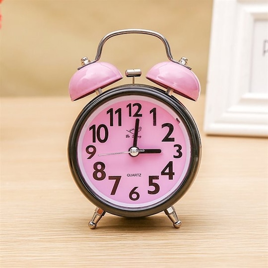 Klassisk analog väckarklocka - rosa