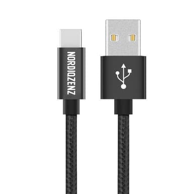 NORDIQZENZ USB-C Textilkabel, 3m, Svart
