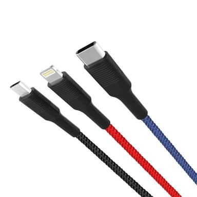 XO NB54, 3i1 USB - Lightning, USB-C, microUSB Laddkabel (3A) 1,2m
