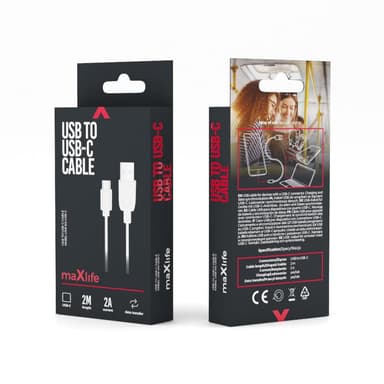 Maxlife kabel USB - USB-C 2,0 m 2A, Vit