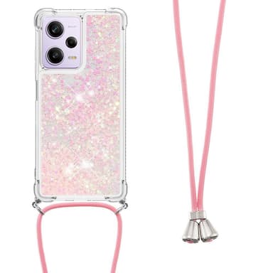 SKALO Xiaomi Redmi Note 12 Pro 5G Kvicksand Glitter Mobilhalsband - Rosa