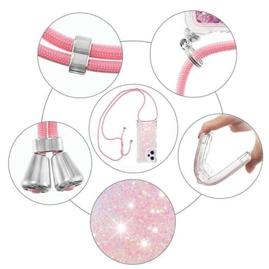 SKALO Xiaomi Redmi Note 12 Pro 5G Kvicksand Glitter Mobilhalsband - Rosa