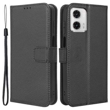 SKALO Motorola Moto G73 5G Premium Mini Romb Plånboksfodral - Svart