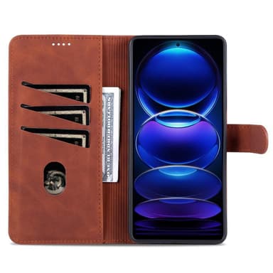 SKALO Xiaomi Redmi Note 12 Pro 5G AZNS Plånboksfodral - Brun
