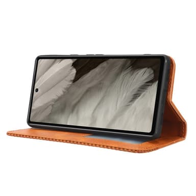 SKALO Google Pixel 7a Embossed Premium Plånboksfodral - Brun