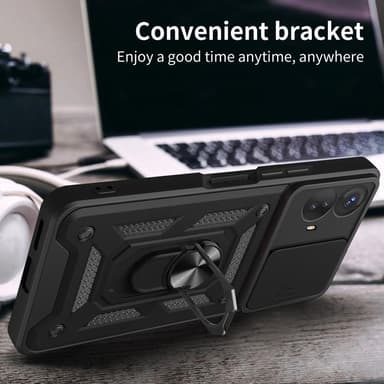 SKALO Motorola Moto G53 5G Armor Hybrid Metallring Kameraslider - Blå