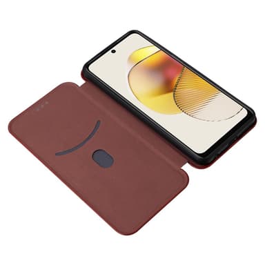 SKALO Motorola Moto G53 5G Carbon Fiber Plånboksfodral - Brun