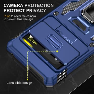 SKALO Google Pixel 7a Armor Hybrid Metallring Kameraslider - Blå