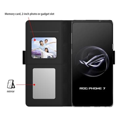 SKALO Asus ROG Phone 7 5G Korthållare Spegel Plånbok - Svart
