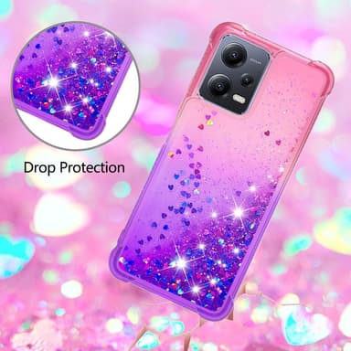 SKALO Xiaomi Redmi Note 12 5G Kvicksand Glitter Hjärtan TPU-skal - Rosa-Lila