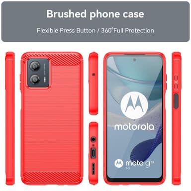 SKALO Motorola Moto G53 5G Armor Carbon Stöttåligt TPU-skal - Röd