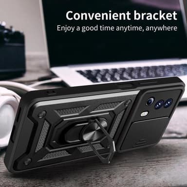 SKALO Xiaomi 13 Lite Armor Hybrid Metallring Kameraslider - Svart