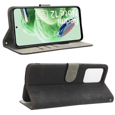 SKALO Xiaomi Redmi Note 12 5G Plånboksfodral i PU-Läder - Svart