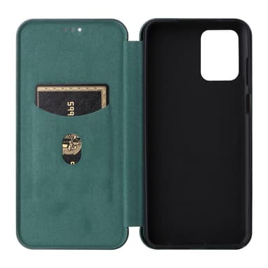 SKALO Motorola Moto G73 5G Carbon Fiber Plånboksfodral - Grön
