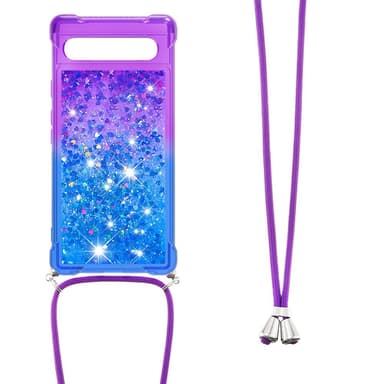 SKALO Google Pixel 7a Kvicksand Glitter Mobilhalsband - Lila-Blå