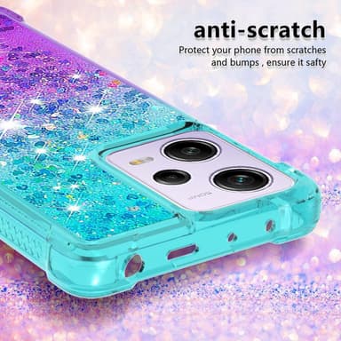 SKALO Xiaomi Redmi Note 12 Pro 5G Kvicksand Glitter Hjärtan TPU-skal - Turkos-Lila