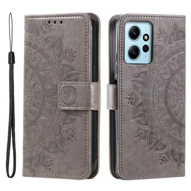 SKALO Xiaomi Redmi Note 12 4G Mandala Plånboksfodral - Grå