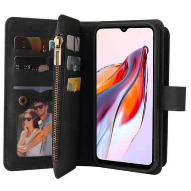 SKALO Xiaomi Redmi 12C 4G Big Wallet 17-FACK Plånboksfodral - Svart