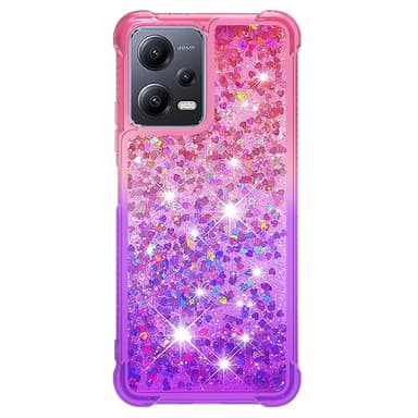 SKALO Xiaomi Redmi Note 12 5G Kvicksand Glitter Hjärtan TPU-skal - Rosa-Lila