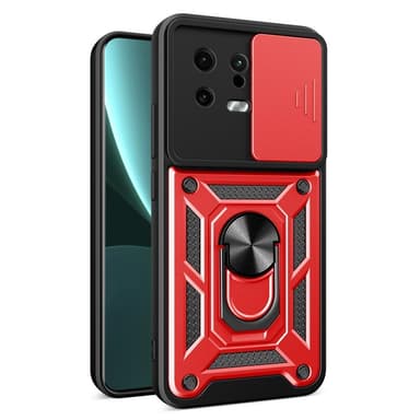 SKALO Xiaomi 13 5G Armor Hybrid Metallring Kameraslider - Röd