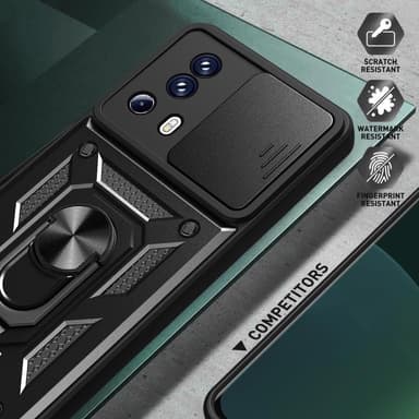SKALO Xiaomi 13 Lite Armor Hybrid Metallring Kameraslider - Svart