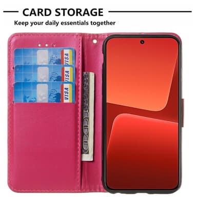 SKALO Xiaomi 13 5G Plånboksfodral i PU-Läder - Cerise