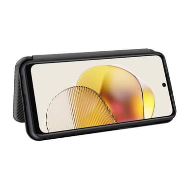 SKALO Motorola Moto G73 5G Carbon Fiber Plånboksfodral - Svart
